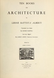 Cover of: Ten books on architecture. by Leon Battista Alberti