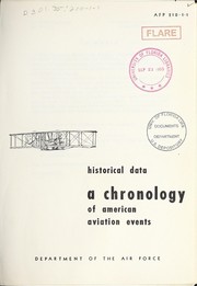 Cover of: Historical data: a chronology of American aviation events