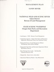 Sandy wild and scenic river and state scenic waterway management plan by United States. Bureau of Land Management. Salem District