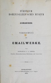 Verzeichniss der Emailwerke by Fürstlich-Hohenzollernsches Museum (Sigmaringen, Germany)