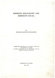 Cover of: Reported self-concept and immediate recall by Richard Hampton Kicklighter