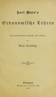 Cover of: KARL MARX' OEKONOMISCHE LEHREN by Karl Kautsky
