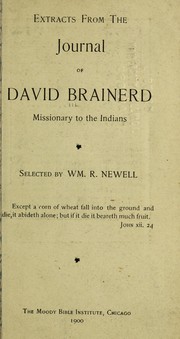 Cover of: Extracts from the Journal of David Brainerd, missionary to the Indians