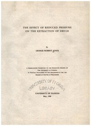 Cover of: The effect of reduced pressure on the extraction of drugs by George Robert Jones