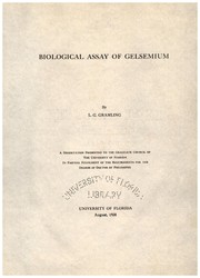 Cover of: Biological assay of gelsemium ...