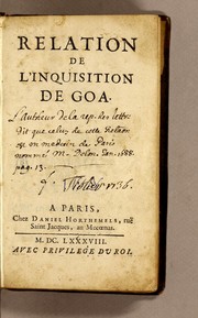 Cover of: Relation de l'inquisition de Goa
