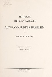 Cover of: BeitrÃ¤ge zur Genealogie Altfrankfurter Familien