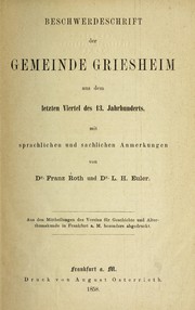 Beschwerdeschrift der Gemeinde Griesheim aus dem letzten Viertel des 13. Jahrhunderts by F. Roth