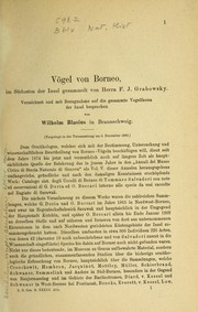 Cover of: Vo gel von Borneo by Blasius, Wilhelm
