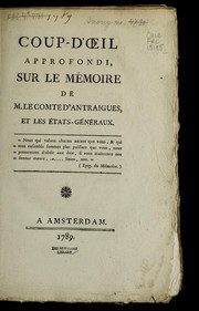 Cover of: Coup-d'¿il approfondi, sur le me moire de M. le comte d'Antraigues, et les E tats-ge ne raux by 