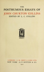 Cover of: The posthumous essays of John Churton Collins