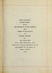 Cover of: The personality of the counselor as a factor in the solution of personal problems