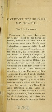 Cover of: Klopstocks Bedeutung fu r sein Zeitalter