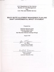 Cover of: Beaty Butte allotment management plan and draft environmental impact statement | United States. Bureau of Land Management. Lakeview Resource Area