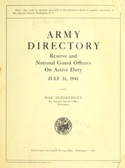 Cover of: Army directory: reserve and national guard officers on active duty, July 31, 1941