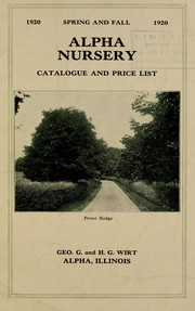 Cover of: Catalogue and price list by Alpha Nursery