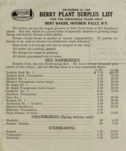 Berry plant surplus list for the wholesale trade only by Bert Baker (Firm)