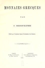 Cover of: Monnaies grecques by Friedrich Imhoof-Blumer