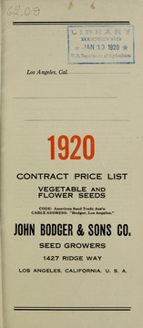 Cover of: 1920 contract price list by John Bodger & Sons Co