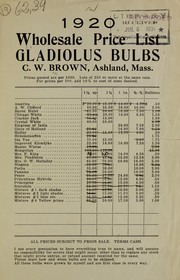 Cover of: 1920 wholesale price list: gladiolus bulbs