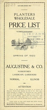 Cover of: Planters wholesale price list: spring of 1920