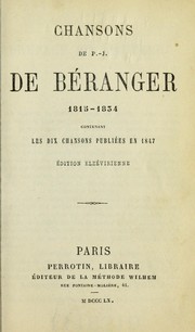 Cover of: Chansons de P.-J. de Be ranger, 1815-1854 by Pierre-Jean de Be ranger