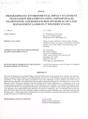 Cover of: Final programmatic environmental impact statement vegetation treatments using aminopyralid, fluroxypyr, and rimsulfuron on Bureau of Land Management lands in 17 western states by United States. Bureau of Land Management
