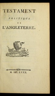 Cover of: Testament politique de l'Angleterre