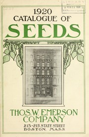 Cover of: 1920 catalogue of seeds by Thos. W. Emerson Co
