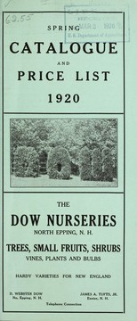 Cover of: Spring catalogue and price list 1920 by Dow Nurseries