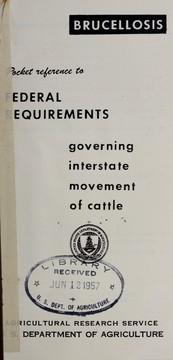 Cover of: Brucellosis: pocket reference to federal requirements governing interstate movement of cattle