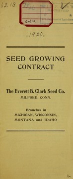 Cover of: Seed growing contract