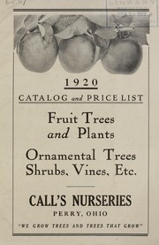 Cover of: 1920 catalog and price list: fruit trees and plants, ornamental trees, shrubs, vines, etc