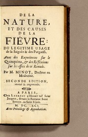 Cover of: De la nature, et des causes de la fièvre by Minot, Jacques Dr