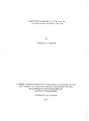 Cover of: Moisture transport in attic spaces located in hot-humid climates by Wendell A. Porter