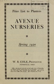 Cover of: Price list to planters: spring 1920