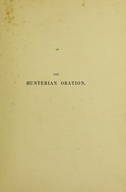 Cover of: The Hunterian Oration ... 1838