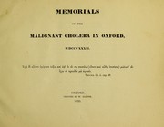 Cover of: Memorials of the malignant cholera in Oxford, MDCCCXXXII