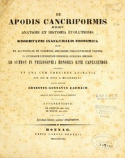 De apodis cancriformis Schaeff. anatome et historia evolutionis by Ernst Gustav Zaddach