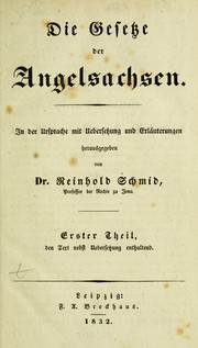 Cover of: Die Gesetze der Angelsachsen