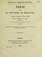 Cover of: Th©·se pour le doctorat en m©♭decine: pr©♭sent©♭e et soutenue le 13 mars 1838