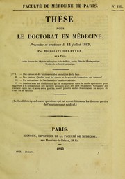 Cover of: Th©·se pour le doctorat en m©♭decine by Hippolyte Delastre