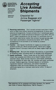 Cover of: Accepting live animal shipments by United States. Animal and Plant Health Inspection Service. Veterinary Services, United States. Animal and Plant Health Inspection Service. Veterinary Services