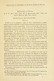 Cover of: Regeneration of nerves