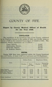 Cover of: [Report 1926] by Fife (Scotland). County Council