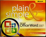 Cover of: Microsoft  Office Word 2007 Plain & Simple (Plain & Simple Series)