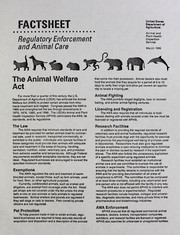 Cover of: The Animal Care Welfare Act by United States. Animal and Plant Health Inspection Service. Regulatory Enforcement and Animal Care