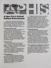 Cover of: A new era in animal welfare enforcement by United States. Animal and Plant Health Inspection Service. Regulatory Enforcement and Animal Care