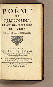 Cover of: Poëme du quinquina: et autres ouvrages en vers