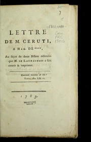 Cover of: Lettre de M. Ce ruti a   Mad. de ****, au sujet de deux billets ridicules que M. de Lauraguais a fait courir & imprimer